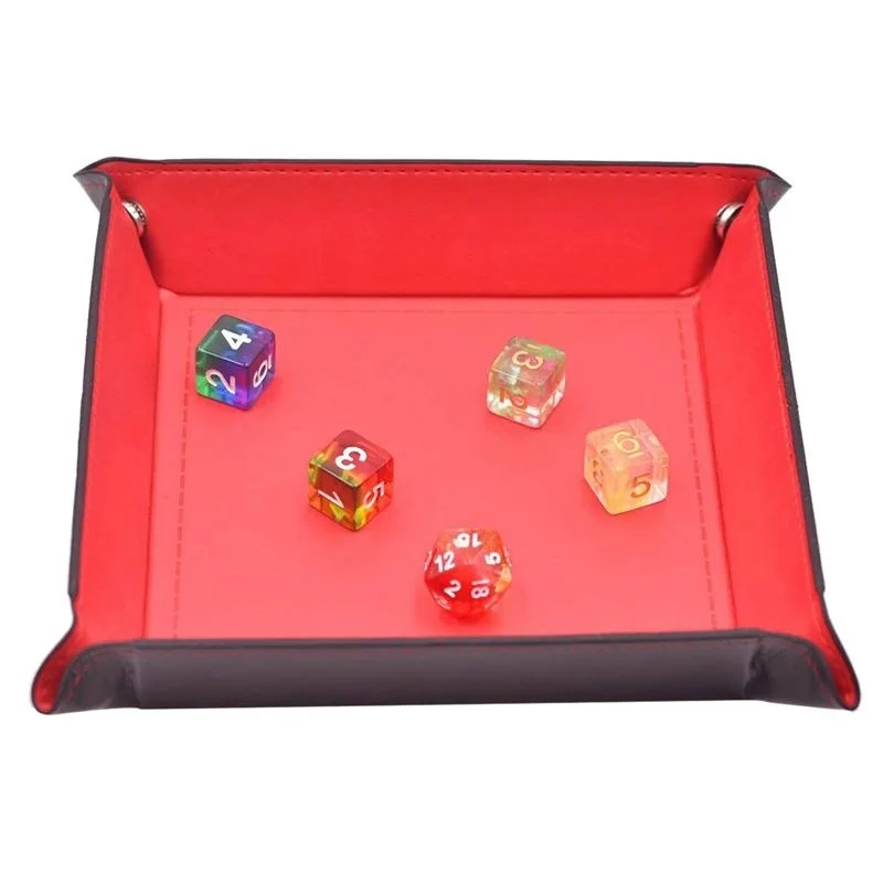 

Foldable PU Leather Storage Box Trays Decor Tray Desktop Square Tray for Dice Table Games Key Wallet Coin Box Storage Box