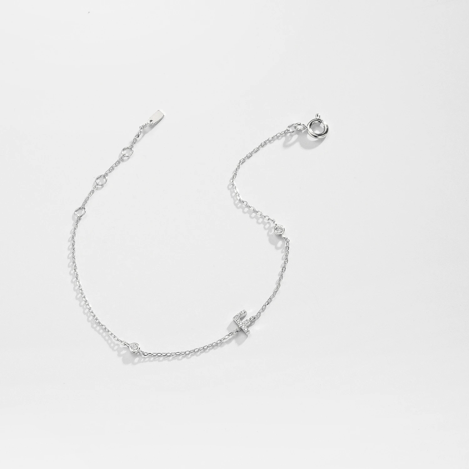 VEWANT 925 Sterling Silver Monogram Letter A - Z Initial Charm Chain Bracelet Luxury Wedding CrystalFine Jewelry 3