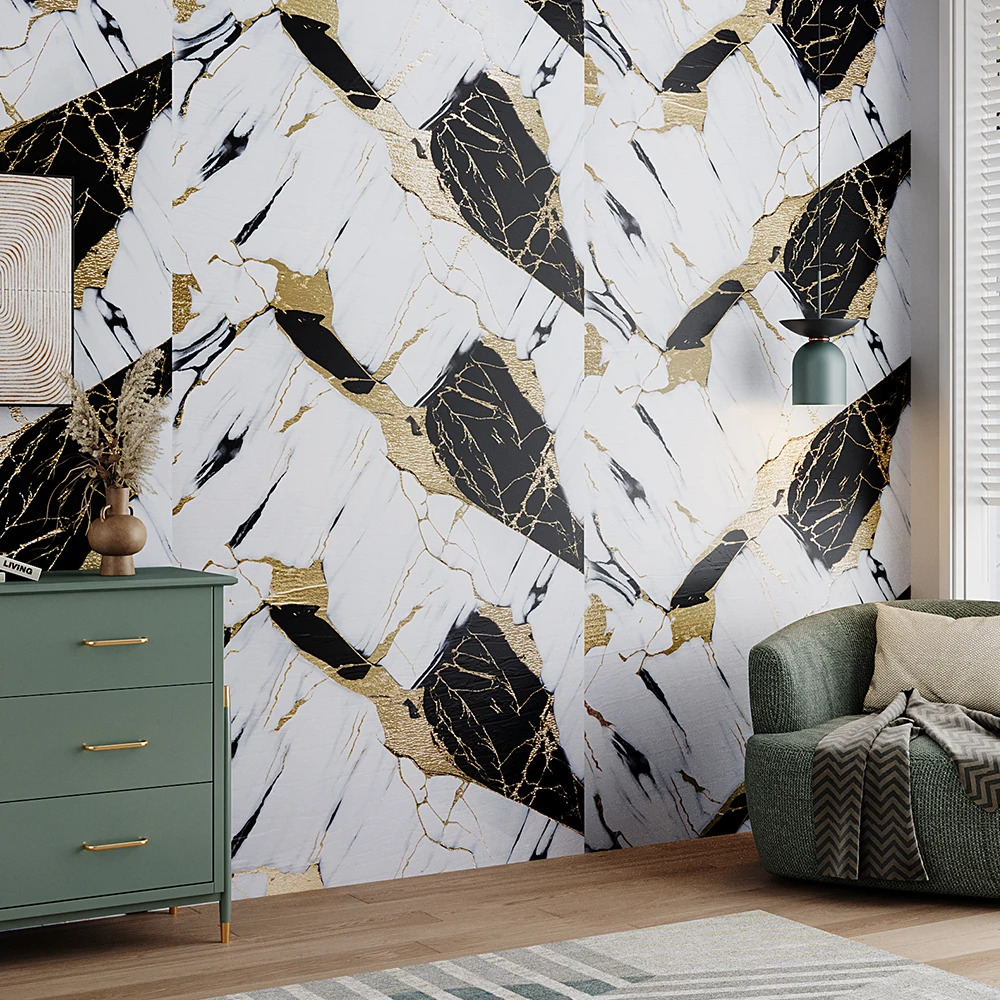 【Breeins】Self-Adhesive Marble Pattern Wall Tile Sticker for Kitchen Bathroom Living Room