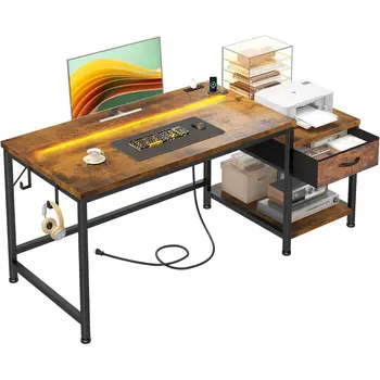 Reversible Desk with Power Outlets 1