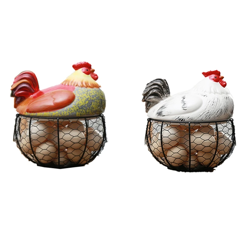 BORREY Ceramic Egg Holder Chicken Storage Basket Snack Fruit Egg Basket  Ceramic Hen Oraments Decoration Kitchen Basket Storage - AliExpress