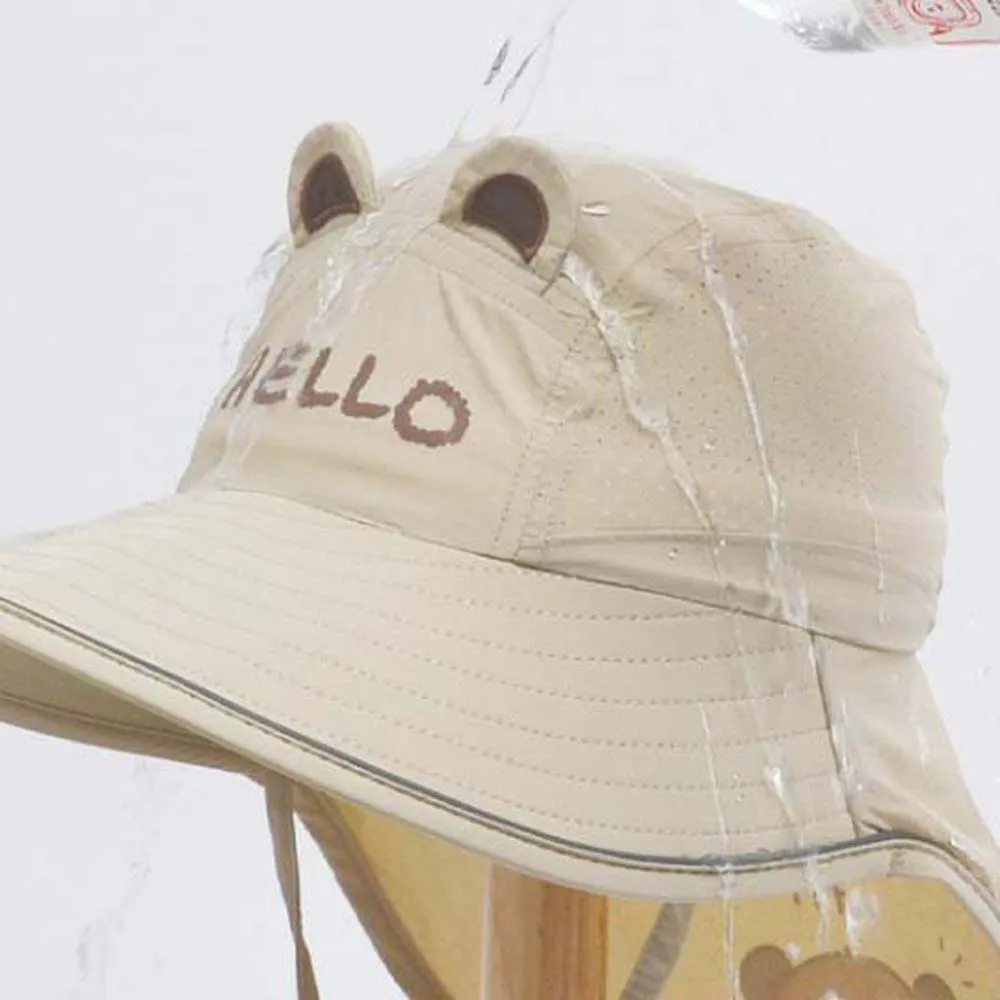 Breathable Capybara Fisherman Hat Anti-Splash Water Windproof Rope Shawl Neck Protecting Cap Wide-Brimmed Polyester