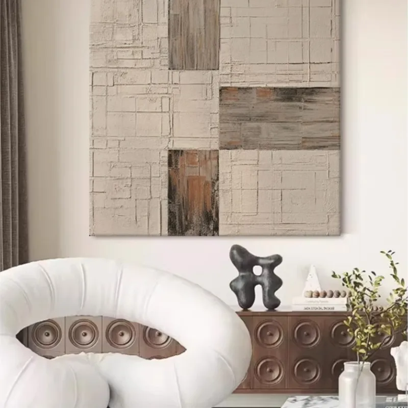 

Pure Hand Drawing Oil Painting Abstract Geometric Decorative Modern Minimalist Living Room Background Wall Large Hanging