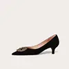 Flats Shoes Women's Spring Autumn 2022 New Casual Black French Square Toe Flats Rhinestone Loafers Ladies Shoe Plus Size 34-43 3