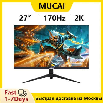 MUCAI 게이머 모니터 IPS PC 디스플레이, QHD 170Hz 데스크탑 게이밍 컴퓨터 스크린 패널, HDMI 호환, DP 2560*1440, 27 인치, 2K, 144Hz