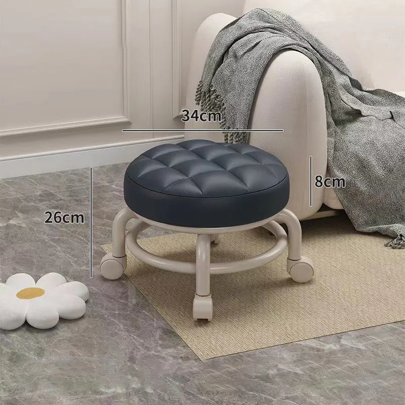 Universal Wheel Small Stool 360°Rotating Children Pulley Low Stool Household Walking Round Chair Shoe Changing Multi-Stool
