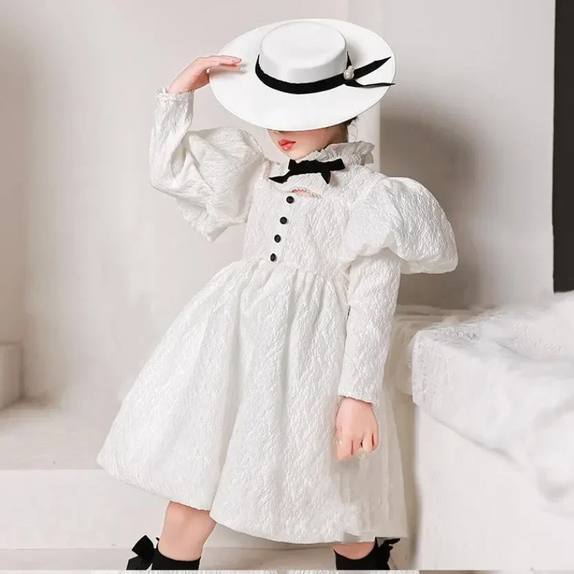 

Baby Spanish Lolita Princess Ball Gown Kids Bridemaid Wedding Dresses For Children Puff Sleeves Girl Formal Elegant Frocks