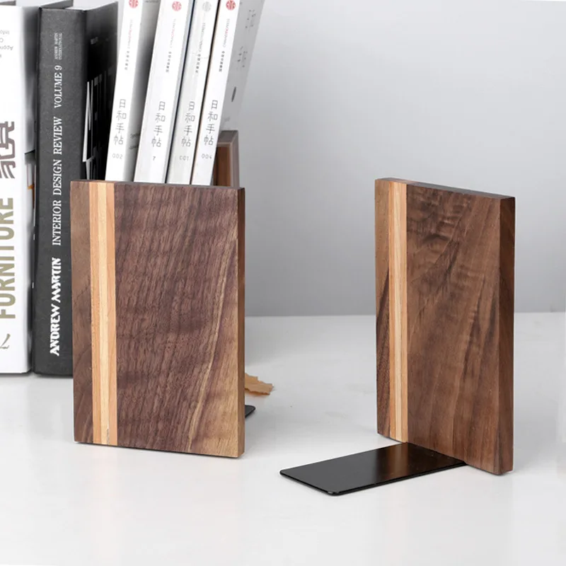 

Holder 1pcs Stationery Desk Books Solid Supplies Organizer Storage Bookends Book Walnut School Wood Shelf