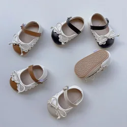Princess Baby Shoes 0-18Months Newborn PU Leather Bow First Walkers Soft Toles Non-Slip Flat Rubber Crib Shoes