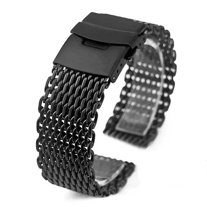 Mesh Stainless Steel Adjustable Folding Buckle Luxury Men's Bracelet Strap