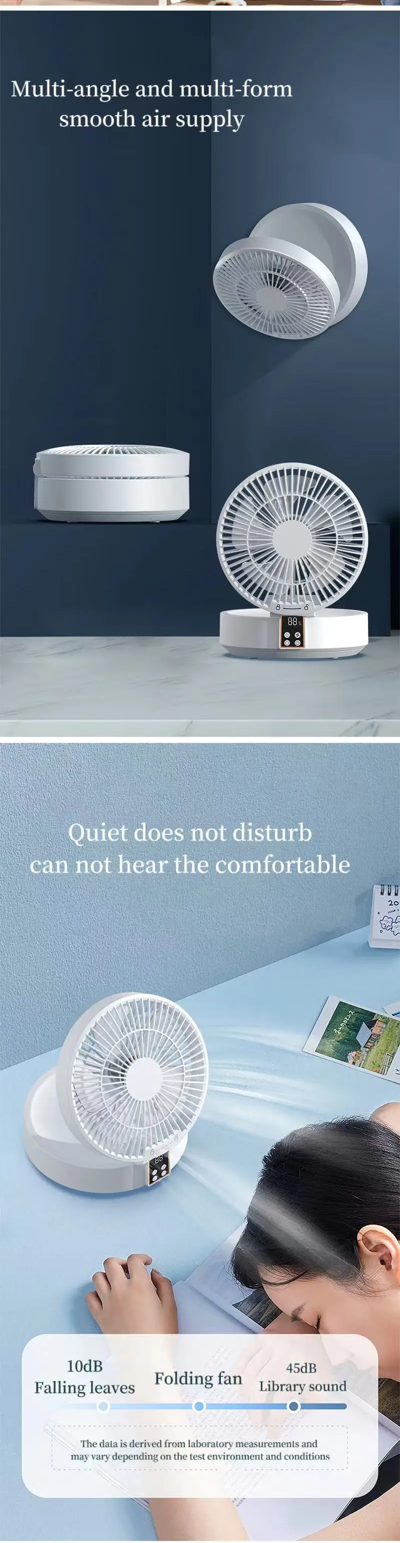 Description Picture 6 of itemFan With Remote Control Portable Wall-Hanging Rechargeable Usb Electric Folding Fan Nightlight Air Cooler Household