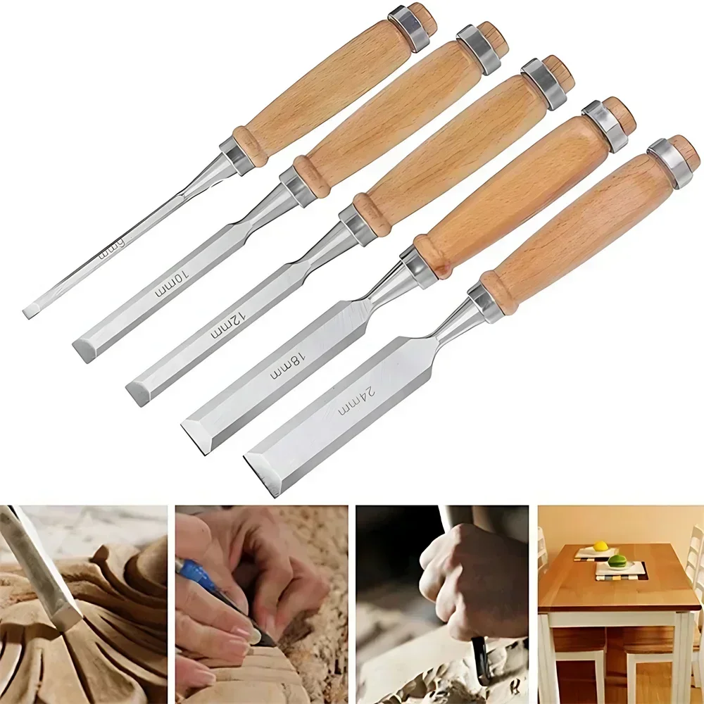 

Professional Wood Carving Chisel 6/10/12/18/24mm Carpentry Woodcut Carving Knife Hand Tools Flat Chisels DIY Woodworking