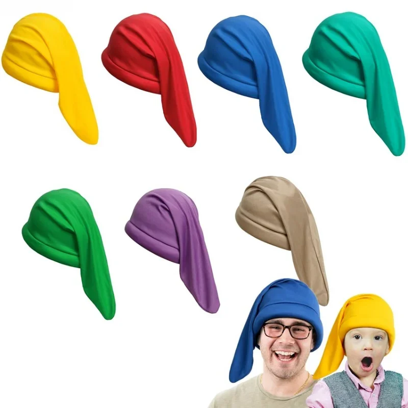 Dwarf Hat Caps Xmas Solid Color Elf Cosplay Kids Costume Halloween Colorful Headgear Christmas Birthday Party Props 7 Colors
