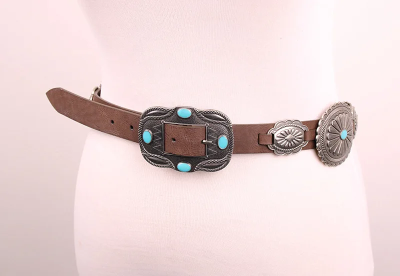 Böhmischer Western-Denim-Stil, amerikanischer Damen-Retro-Gürtel mit großen Accessoires, breiter Gürtel, geschnitzter modischer Damengürtel – Detail 5