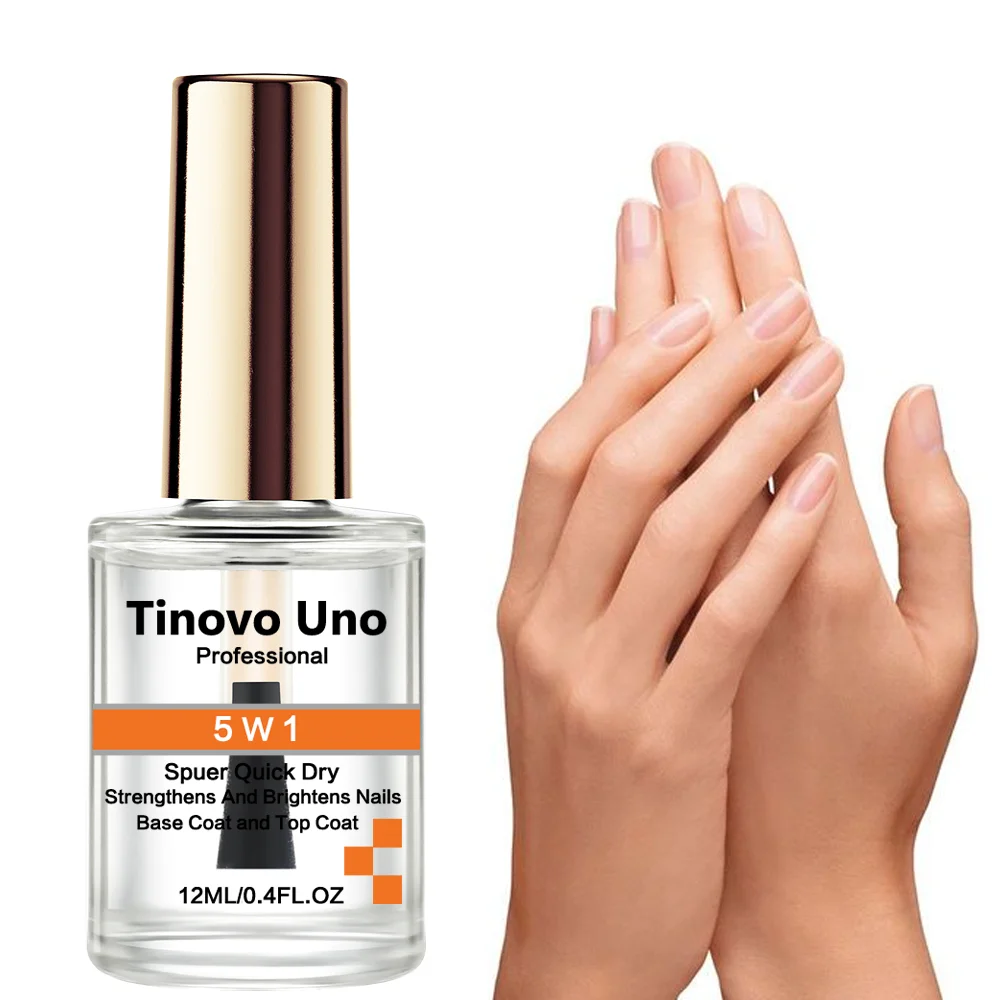 Tinovo Uno 5 W 1 Top Coat Fast Dry Base Coat Nail Strengthener Super Shiny Finish Nail Polish Manicure Hardener Repair Nail Care 2