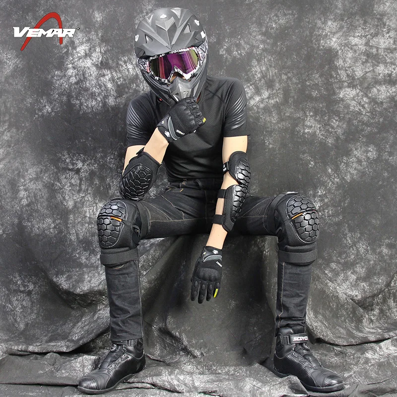 VEMAR Men Knee Pads Motorcycle Tactical Bicycle Snowboard Anti-fall Leg Kneepad Inserts Protector Riding Sports Motocross Rider