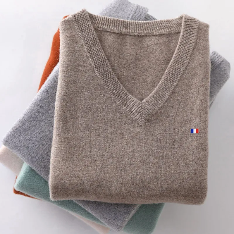 Cashmere Sweater Pullover V-Neck Men's Autumn Winter Cashmere Woollen  Warm Jumper Pull Homme Man Hombres Sweater Plus Size 5XL 4