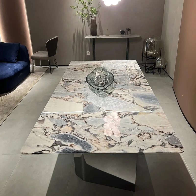 Ocean Storm Elephant White Foshan Natural Marble Italian Designer Luxury Luxury Stone Tavolo Da Pranzo Rettangolare