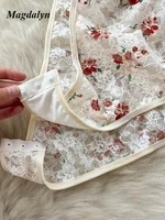 Magdalyn Women Halter Floral Print Rompers Fashion Korean Design Streetwear Party Combination Catsuits One Piece Mesh Bodysuits - Image 6