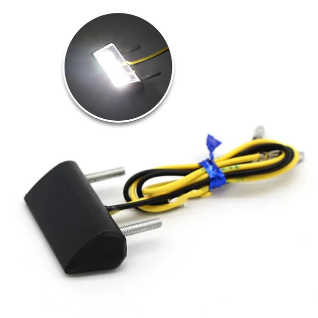 Universal Motorcycle License Plate LED Light - 12V White Tail Light Bracket With 3 LEDs, Easy 2-Wire Install