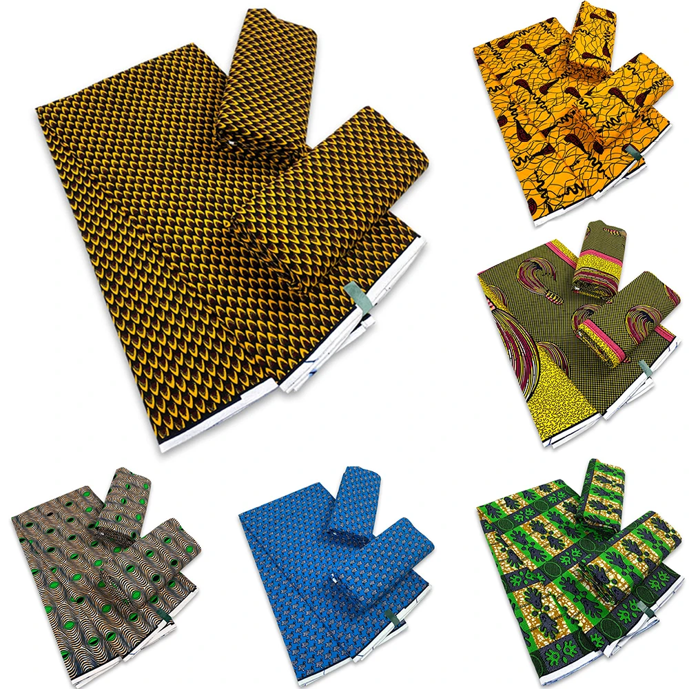 

African Wax Fabric 100% Cotton Veritable Wax Nigerian Ankara Block Prints Batik Fabric Dutch Pagne 6yards For Sewing VL-1110