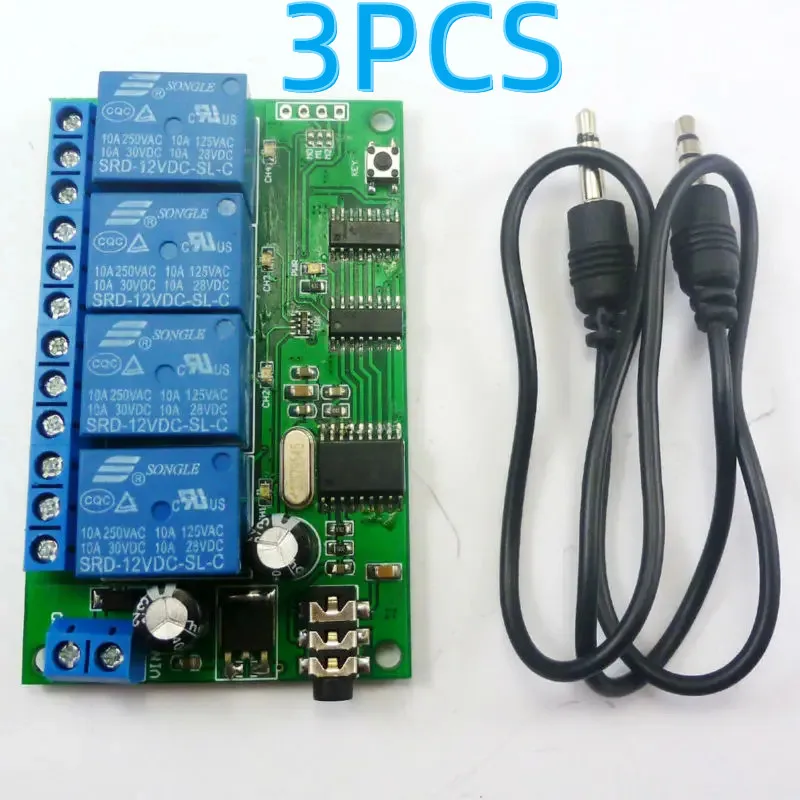 

3PCS AD22B04 DC 12V 4ch MT8870 DTMF Tone Signal Decoder Phone Voice Remote Control Relay Switch Module for LED Motor Smart Home