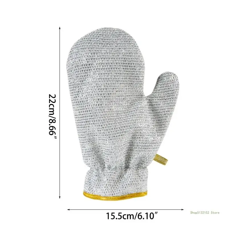 QX2E 1Pair of Silver Wire Dishwashing Gloves Wire Dishwashing Rags Heat Resistant