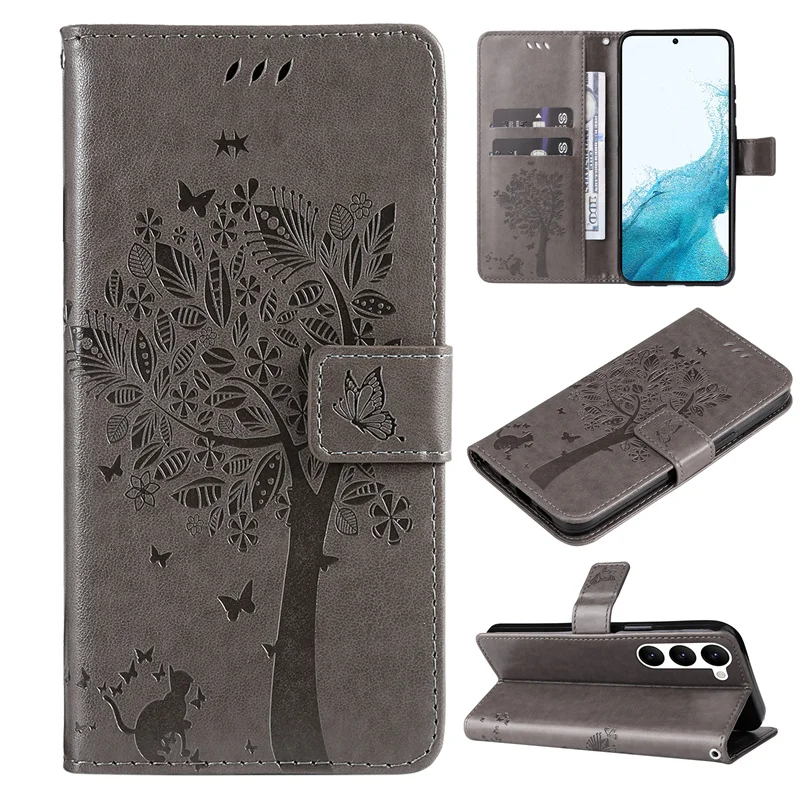 Niedliche Flip-Leder-Handyhülle für Samsung Galaxy S23 S21 FE S22 Plus Ultra magnetische Brieftasche Rückseite mit Kartensteckplatz_voghion.com