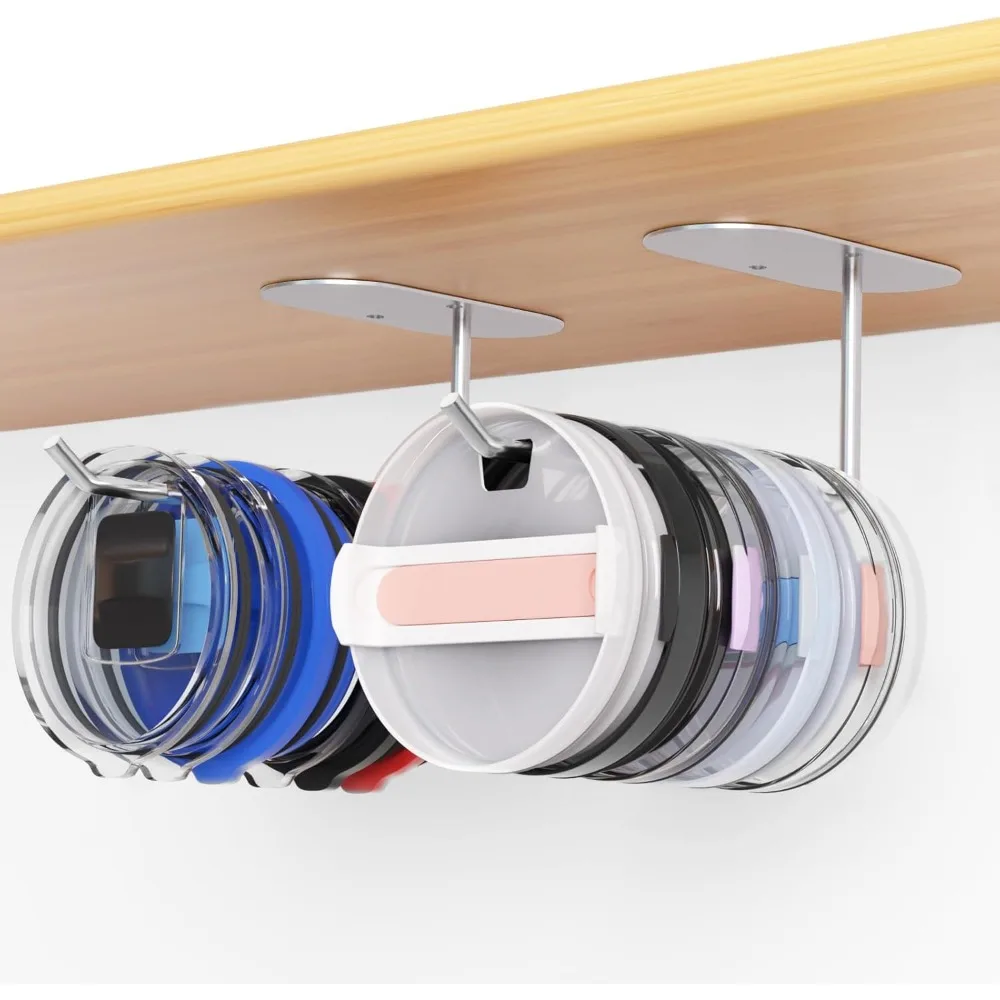 2 Pack Space Saving Cup Lid Organizer for Simple Modern Tumbler Lids, Self-Adhesive or Drilling Tumbler Lid Hook