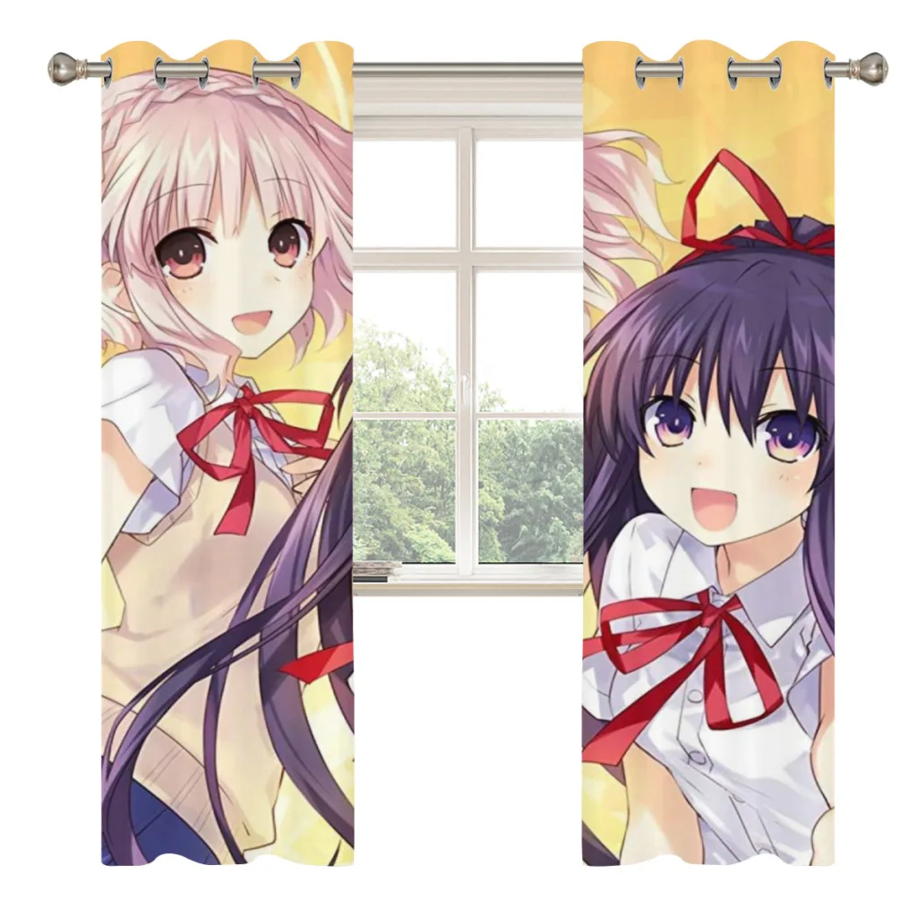 Date a Live Window Curtains  for Living Room Bedrooms 2 pieces Aesthetic Room Decoration 2
