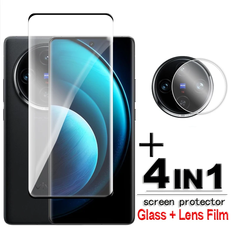 Per Vivo X100 Pro Glass Per Vivo X70 X80 X90 X100 Pro 5G Vetro Temperato 3D Curvo Full Cover Screen Protector Per Vivo X100 Pro