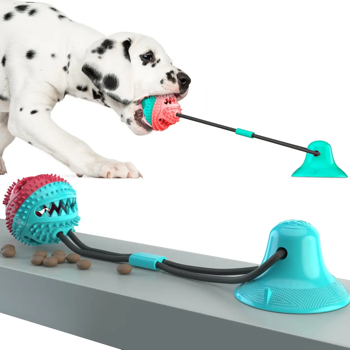 Pet Dog Toys Silicone Suction Cup Push Tug Dog Interactive Elastic Ball Toy Pet Tooth Cleaning Dog Toothbrush Dog Biting Toy