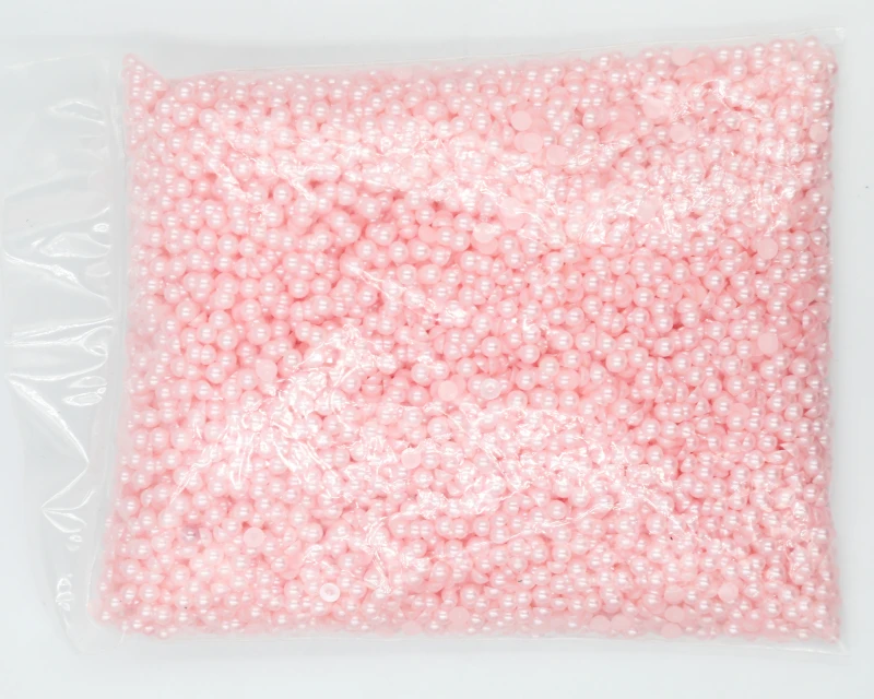 

Bulk Package 2-12mm Light Pink Color Flat back ABS round Half Pearl beads, imitation plastic half pearl beads