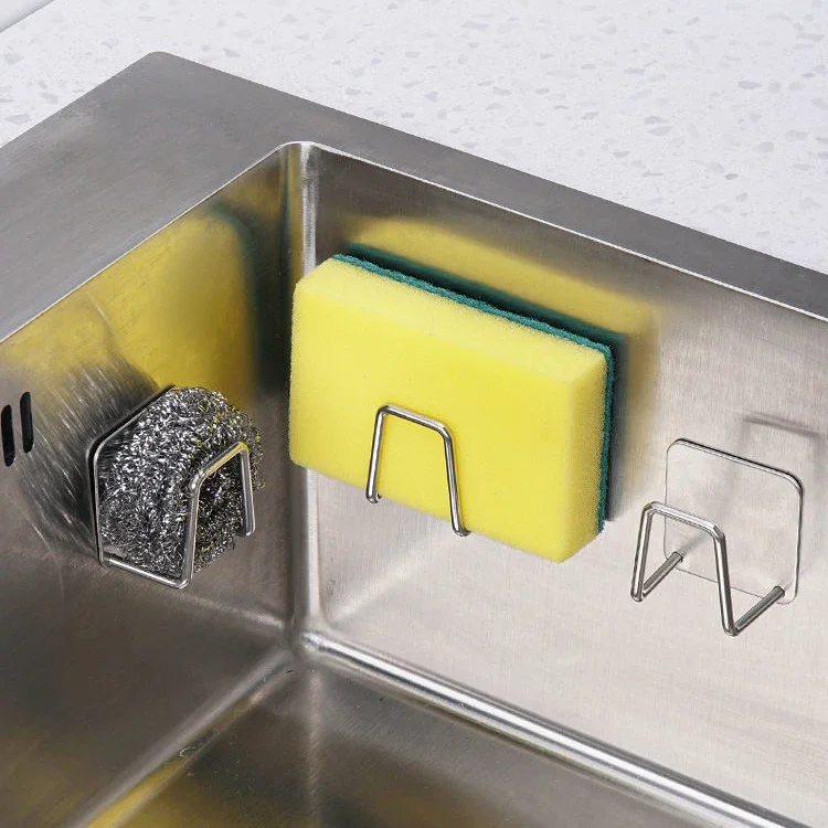 

Sink Sponge Rack Drain Storage Shelf Stainless Steel Kitchen Wire Ball Rag Organizer Holder Storage Rack Wall Hook Self Adhesive