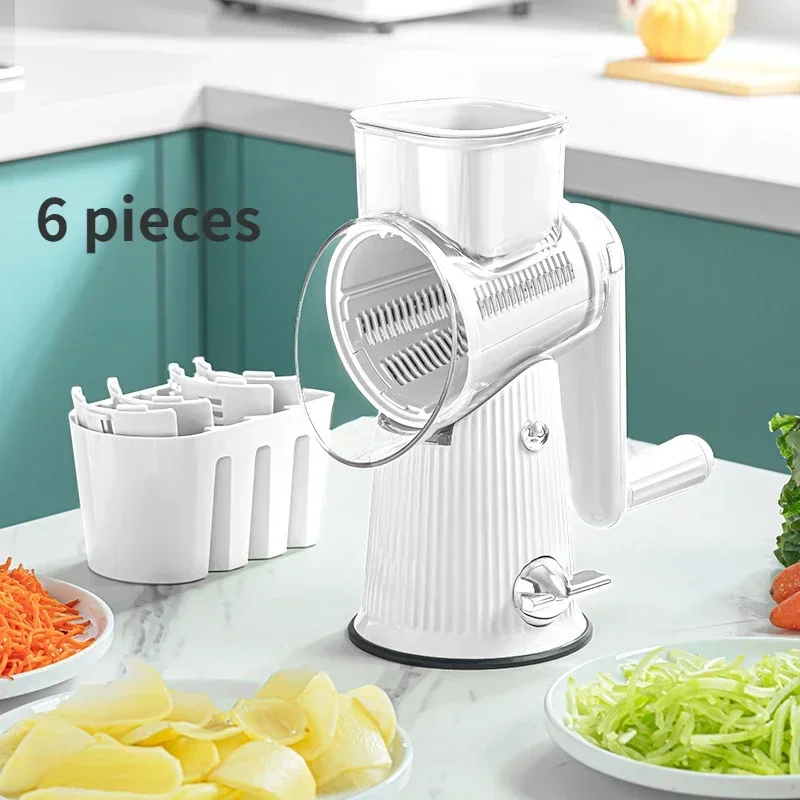 Description Picture 4 of item5 In 1 Rotary Cheese Grater With Handle Manual Vegetable Graters Shredder Slicer Nuts Grinder With Strong Suction Base