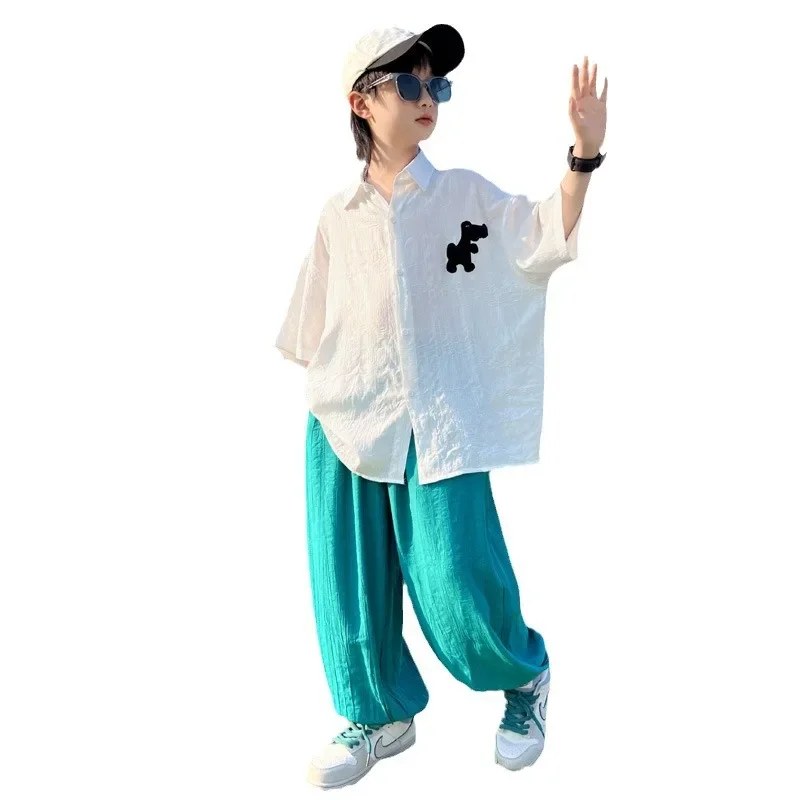 Cool Casual Short Sleeve Shirt for Boys Summer Fashionable Children's Clothing from Mainland China AE Stock