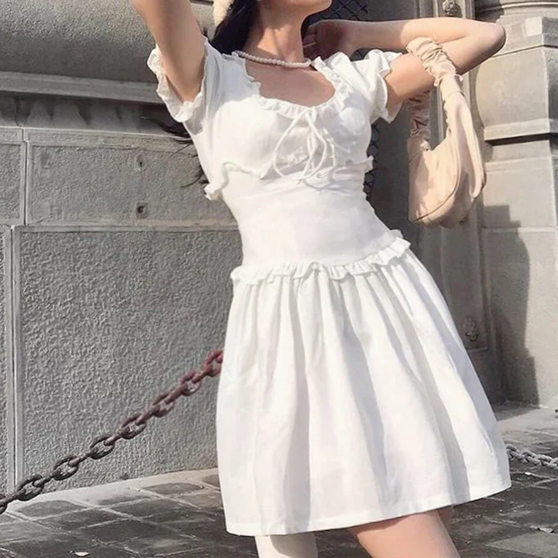 

Женское летнее пляжное платье в стиле бохо, новая Корейская версия короткой юбки с оборками, пикантная уличная модная ажурная юбка А-силуэта, 2021