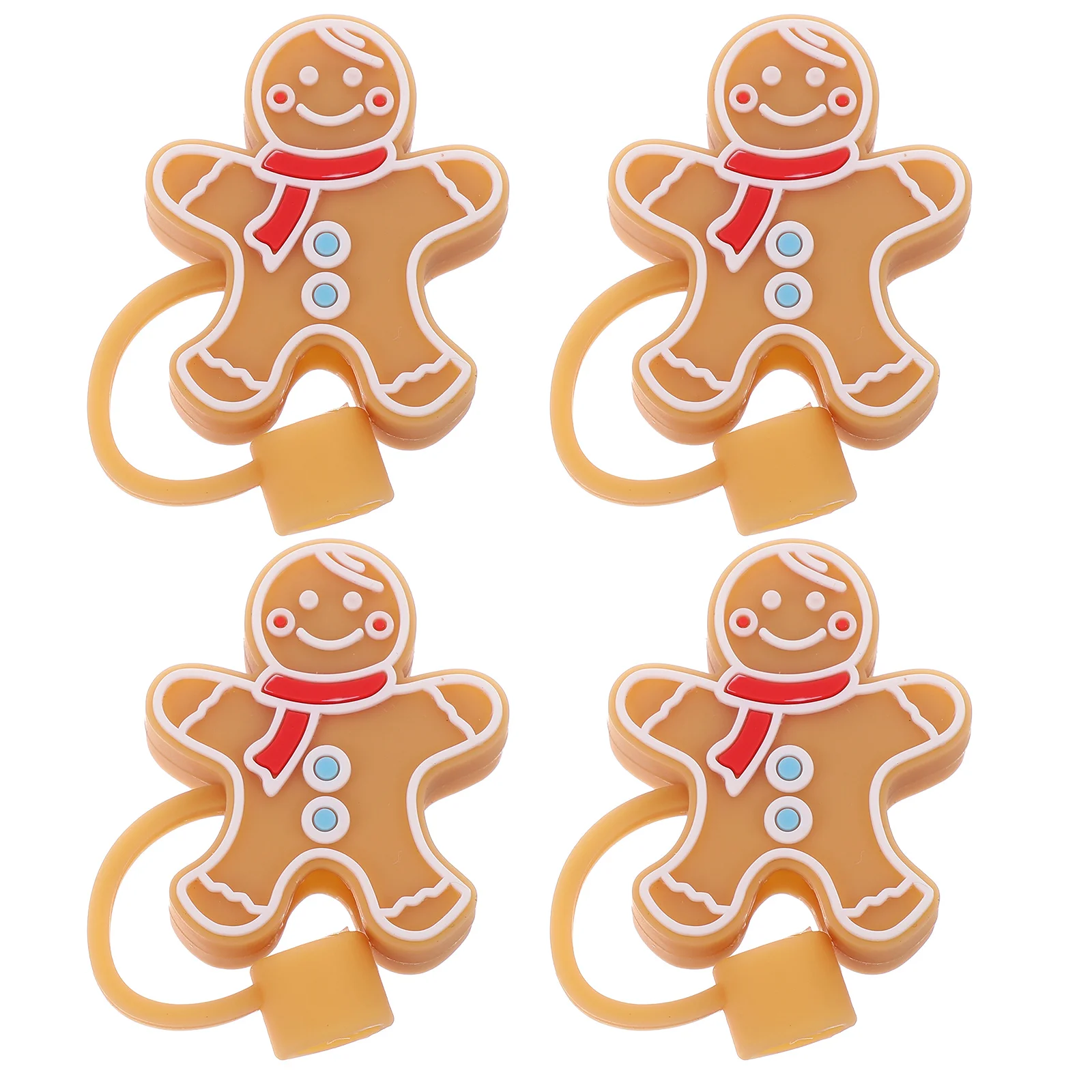 

Christmas Straw Cover Gingerbread Man Straw Tips Silicone Drinking Straw Caps Xmas Straw Protectors Straw Plugs Sleeves Milk Tea