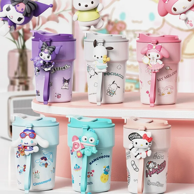 

Kawaii Sanrio Hello Kitty MyMelody Kuromi Cinnamoroll 380ml Thermos Cup 316 Stainless Steel Thermos Cup with Portable Coffee Cup