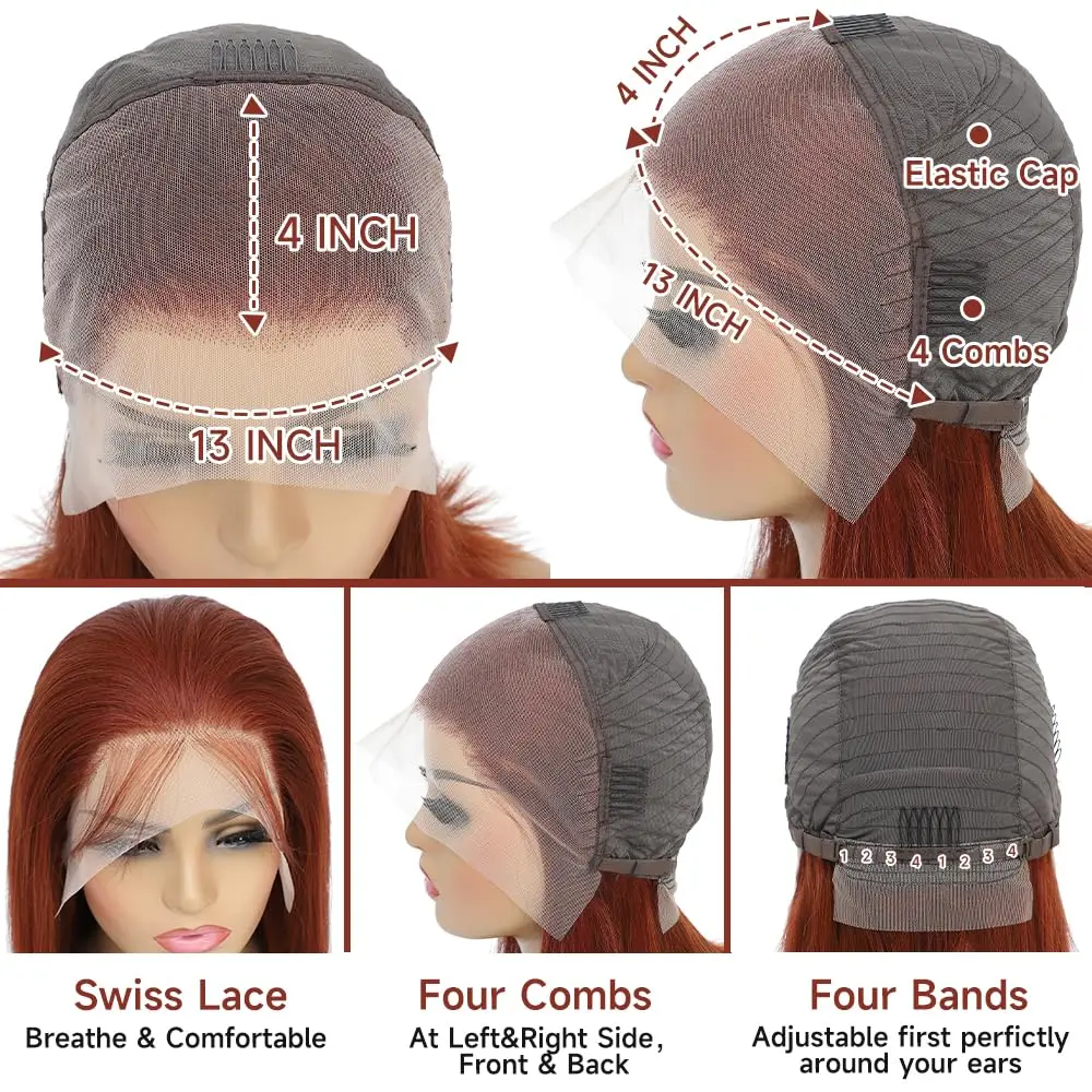 Women Straight Short Bob Lace Front Human Hair Wigs Blonde Brown 99j Burgundy Black 13x4 HD Transparent Lace Frontal