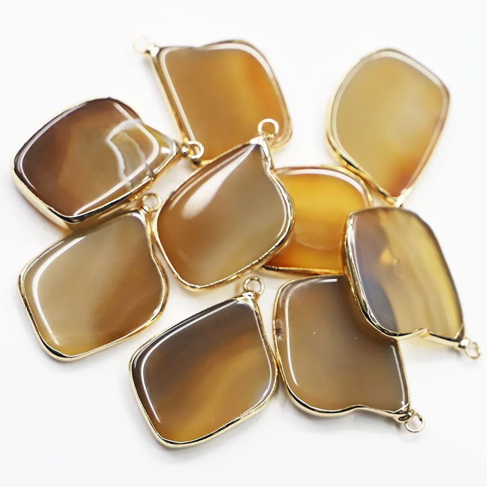 Natural Stone Agate Color Irregular Phnom Penh Necklace Pendant Mineral Cure Fashion DIY Make Jewelry Accessories Wholesale 6Pcs