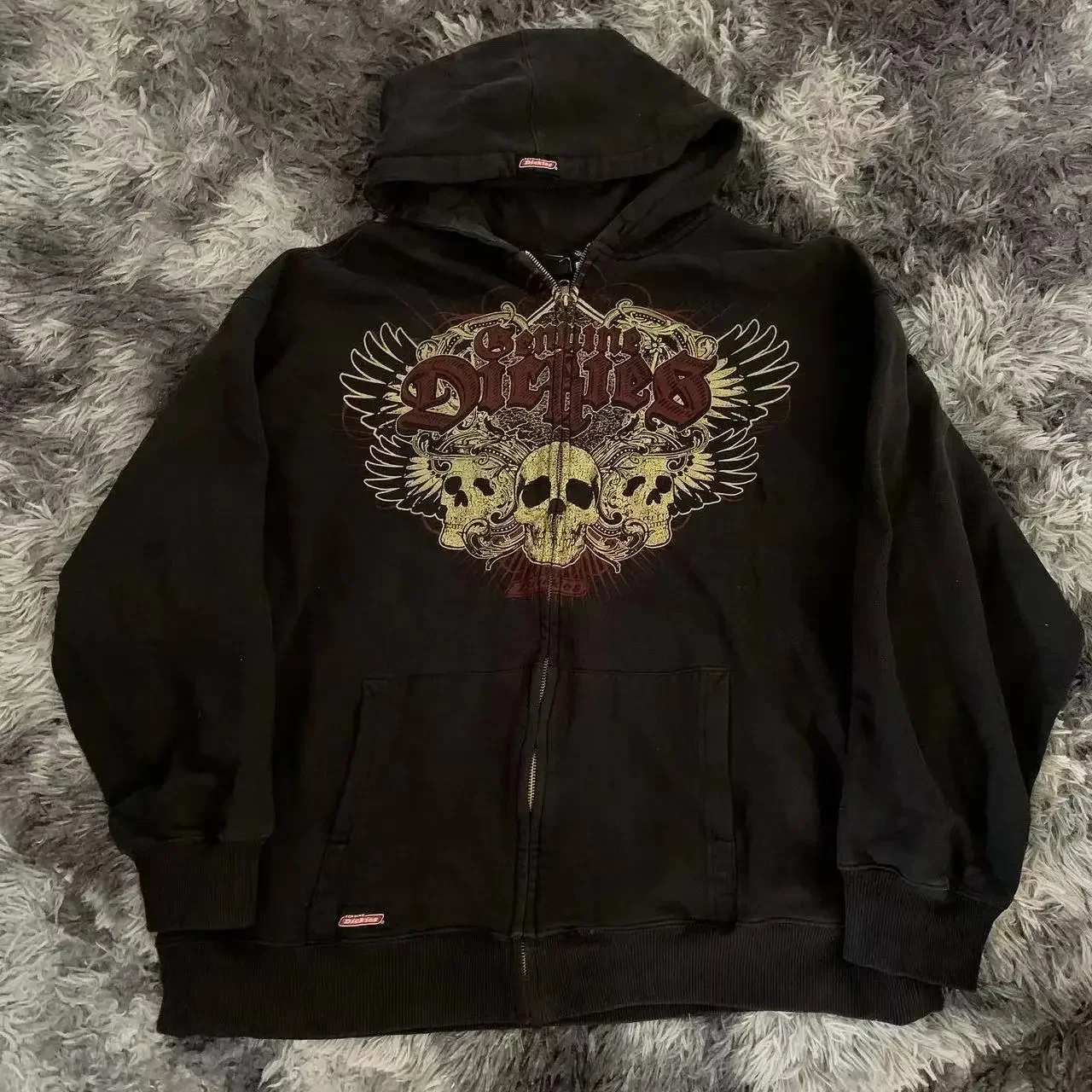 thumbnail image 1 of Sudadera con capucha y cremallera con estampado de calaveras y moda gótica vintage Y2k para otoño e invierno, abrigos de manga larga estilo hip hop, sudadera holgada con capucha para mujer, 1 of 4