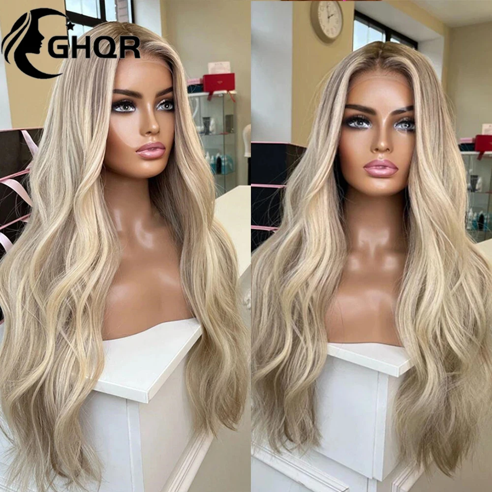 Highlights blonde Echthaar Perücken Spitze Frontal Perücke natürliche gewellte HD transparente Spitze leimlos vor gezupft brasilia nische menschliche Perücke