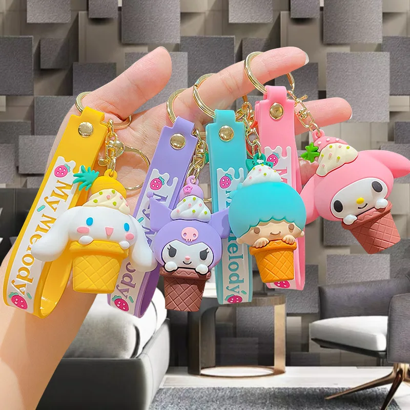 

Kawaii Sanrio Anime Cinnamoroll Kuromi Potted Fruit Keychain Pendant Cute Cartoon My Melody Bag Charm Cute Things for Girls