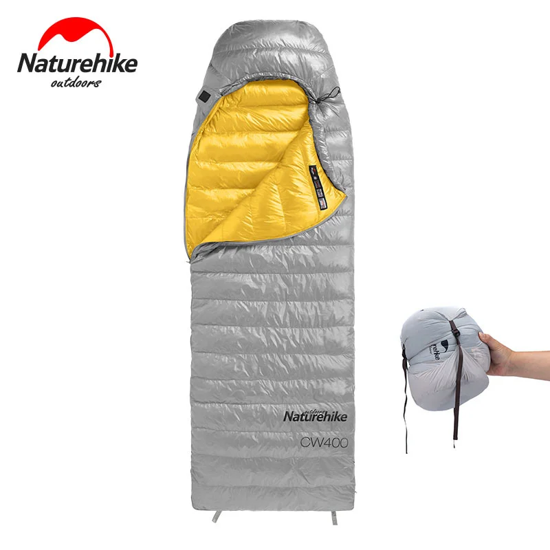 Спальный мешок Naturehike CW400, легкий зимний мешок с гусиным пухом, ультралегкий водонепроницаемый, для походов и кемпинга, покрывало