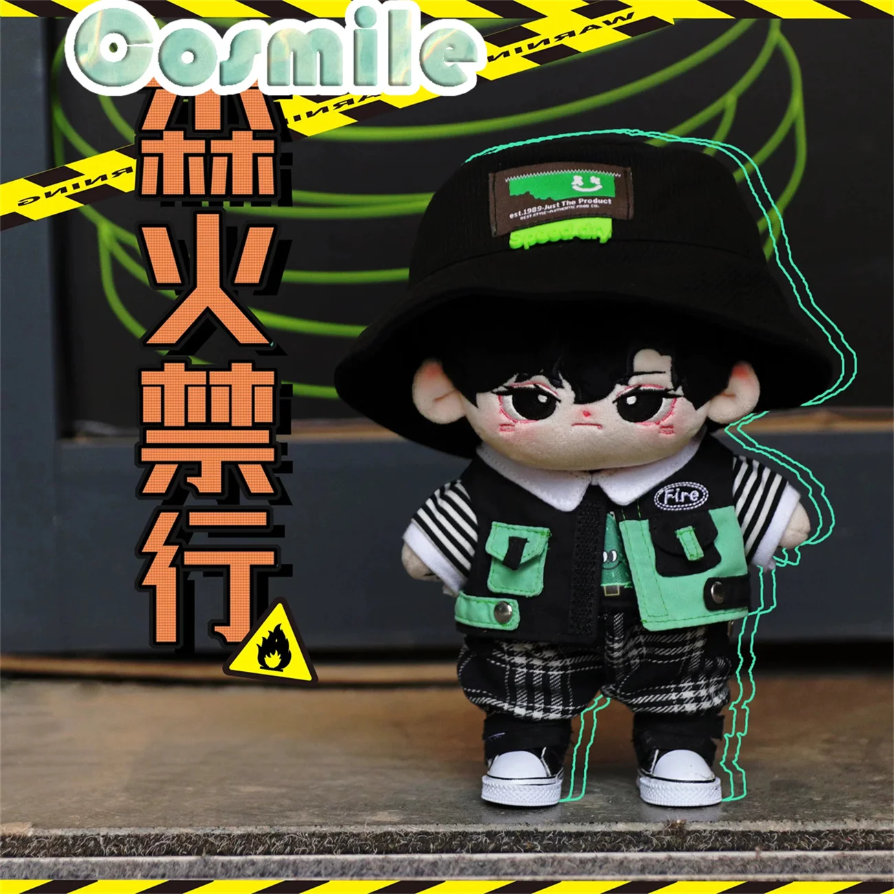 

Kpop Star Idol Street Shoot Hip-hop Cool Guy Boy Green Senhuo Fashion Costume Stuffed Plushie 20cm Doll Clothes Clothing MN