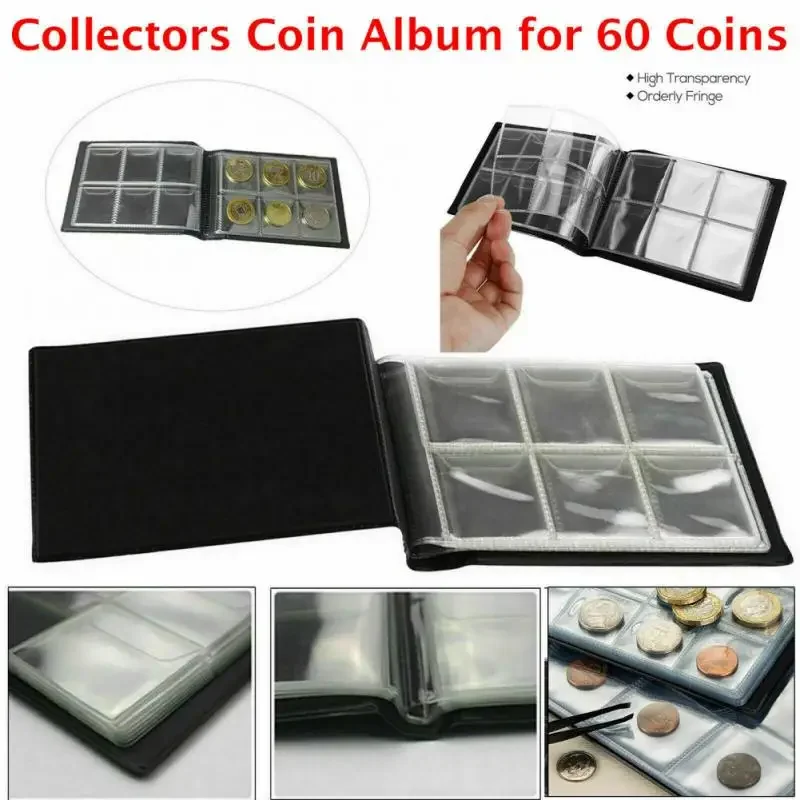 

60 Pockets Coins Holder Album Money Storage Book Organizer Coin Collection Album 4 Colors