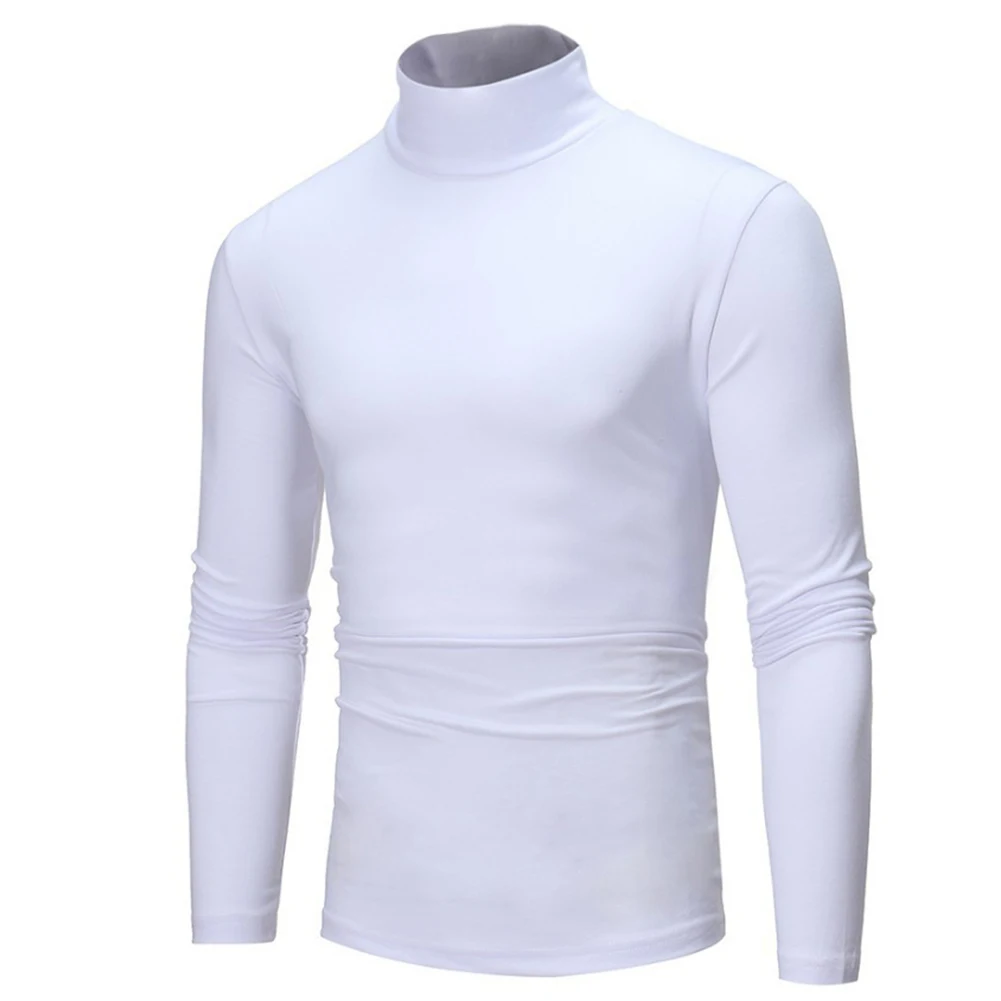 Men's Slim Turtleneck Long Sleeve Tops Pullover Warm Stretch Knitwear Sweater Tight-fitting High-neck Casual Solid Men Clothing aoliwen men warm comfortable long sleeved turtleneck knit sweater tops pullover soft flexible slim fit business casual sweater