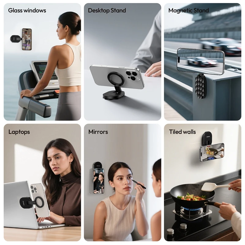 Ulanzi MA39 MagLock Suction Cup Phone Suction Mount Magnetic Stand Desktop Stand for Smartphone Glass Windows Mirrors Laptops