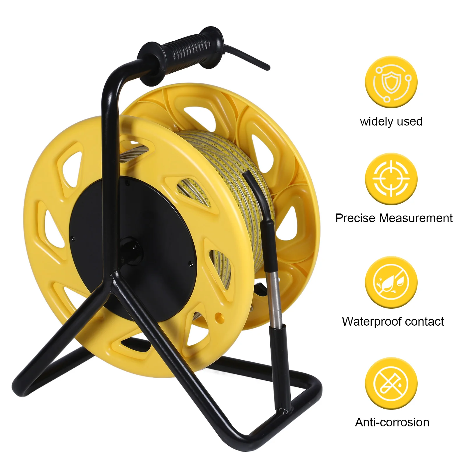 50m Water Level Gauge with Fixed Probe and Steel Tape Portable Ruler Water Level Meter Sensor for Wells Boreholes Reservoirs